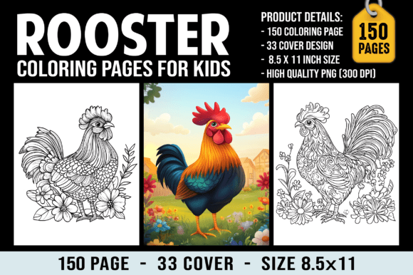 150 Cute Rooster Coloring Pages for Kids