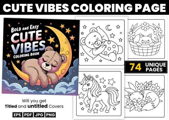 Bold and Easy Cute Vibes Coloring Pages for Creative Projects