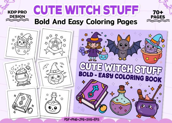Bold Easy Cute Witch Stuff Coloring Book: A Versatile Option for Creative Expression