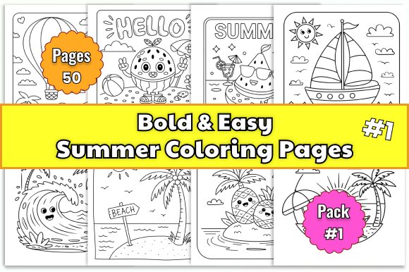 Bold Easy Summer Coloring Pages