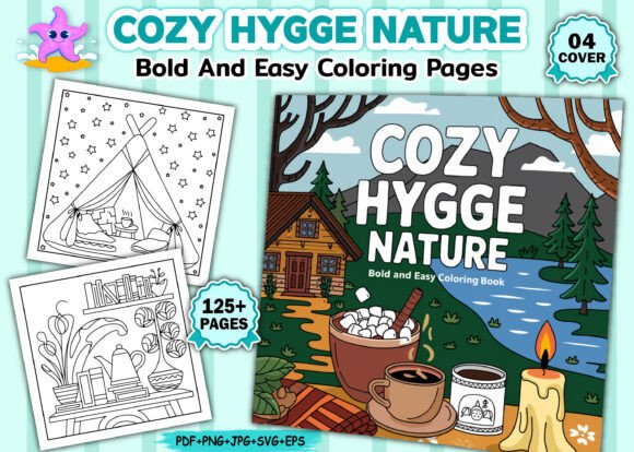 Cozy Hygge Nature Bold Coloring Pages: A Creative Escape for Modern Adults