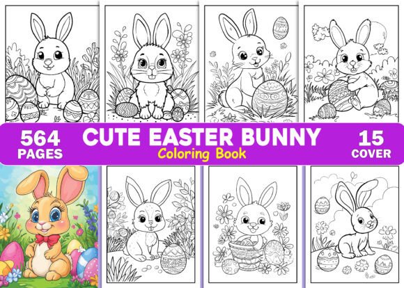 Cute Bunny Easter Coloring Book for Kids