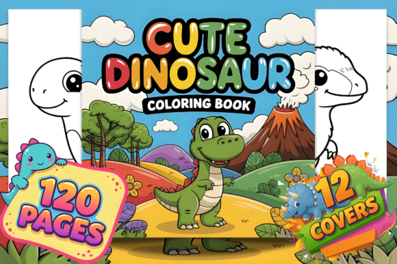Cute Dinosaur Coloring Book Pages
