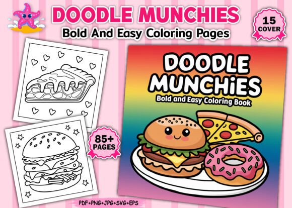 Doodle Munchies Bold Easy Coloring Page