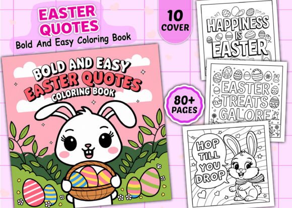 Easter Quotes Bold Easy Coloring Pages for Adults