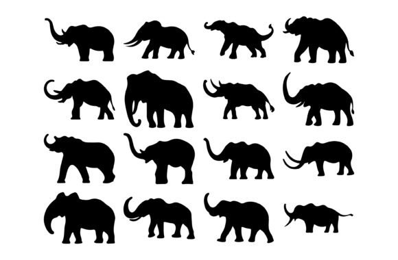 Elephant Silhouette of Wild Animals for Creative and Commercial Use