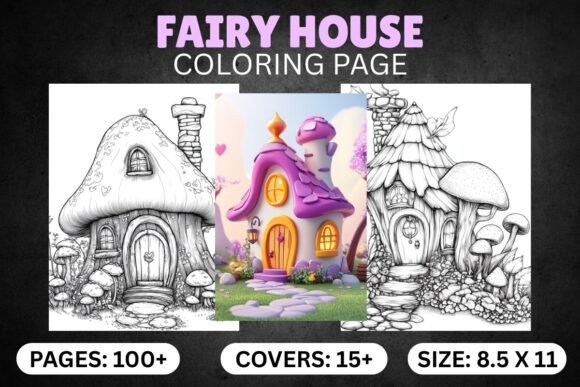 Fairy House Coloring Book for Adults