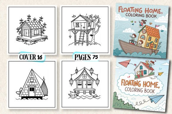 Floating Home Coloring Page for Books: A Unique Interior Design Solution