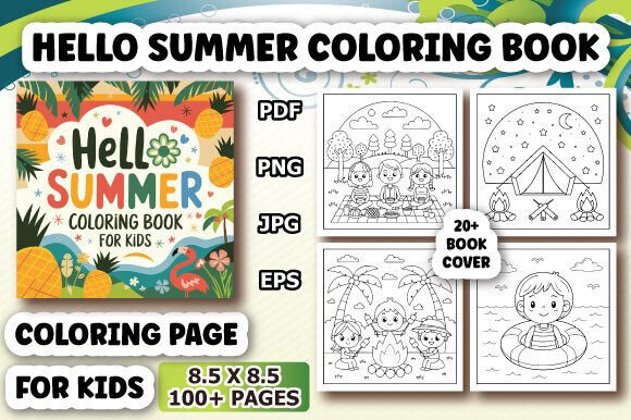 Hello Summer Coloring Book for Kids V2 – A Creative Resource for Parents, Educators, and Creators