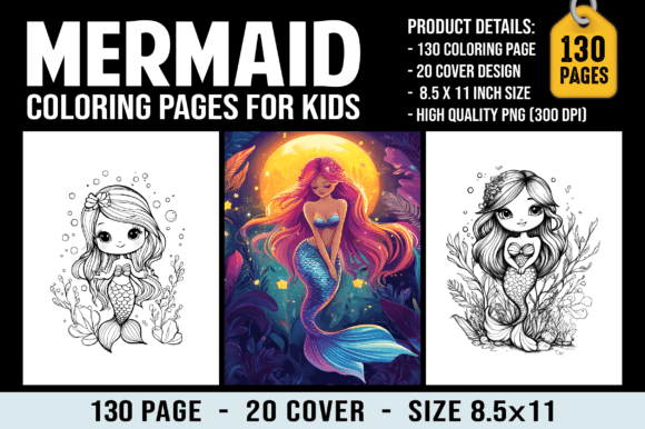 Kawaii Mermaid Coloring Pages for Kids