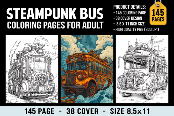 Steampunk Bus Coloring Pages for Adults: A Creative Escape for the Modern Mind