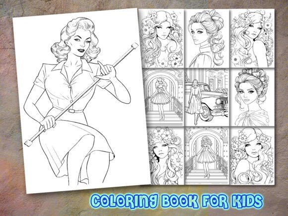Vintage Girl Coloring Pages and Book: A Creative Escape for All Ages